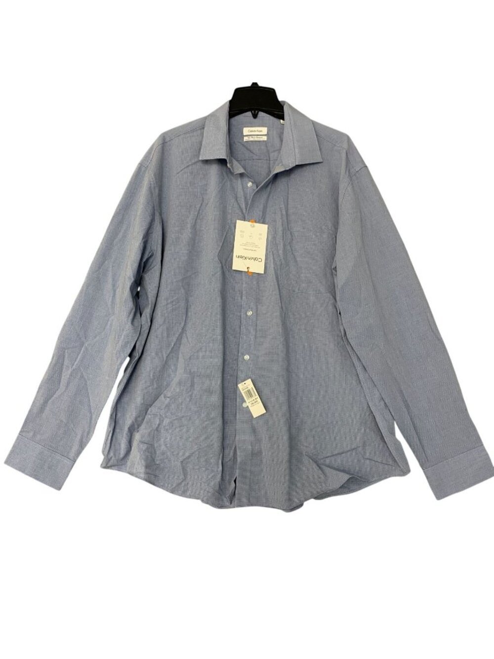 NWT Calvin Klein Men's 2XL Blue Soft Multi-Stretch Dress Shirt Regular Pattern